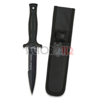 Cuchillo K25 táctico con sierra y funda 12 5 cm