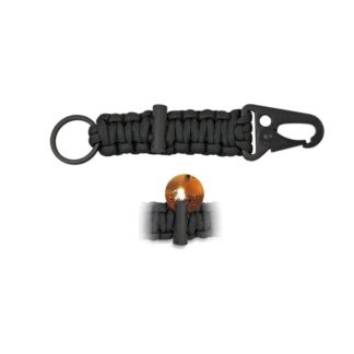 Mosquetón con paracord y pedernal