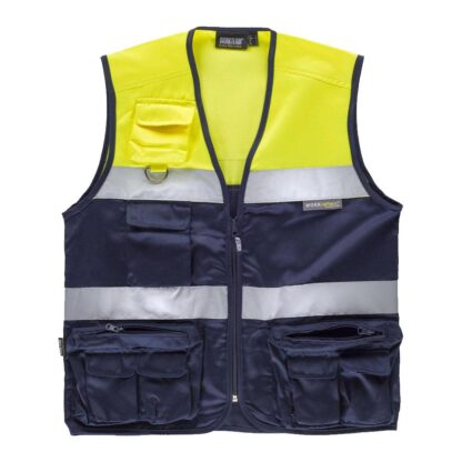 Chaleco amarillo bicolor WT multibolsillos