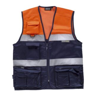 Chaleco bicolor WT multibolsillos tipo safari 