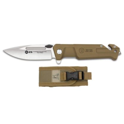 Navaja Táctica K25 Goma Satin Tan Hoja 9 cm