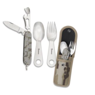 Set de cubiertos camping multicam árido