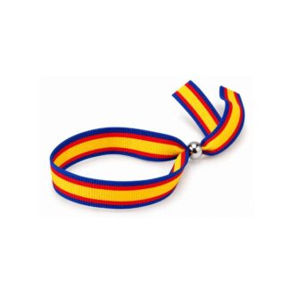 Pulsera de tela España ajustable azúl cierre bola